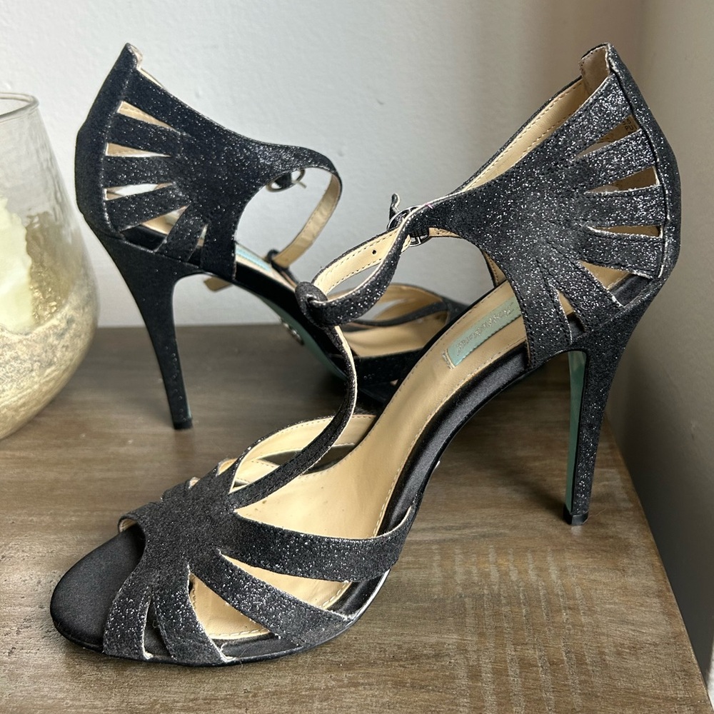 Betsey Johnson T strap shimmer heels